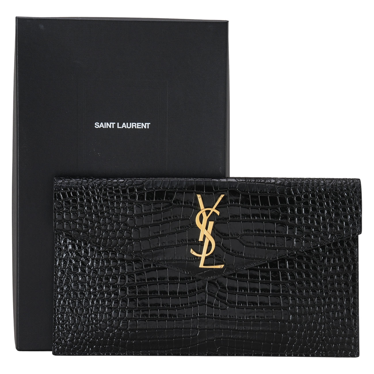 YVES SAINT LAURENT(USED)생로랑 565739 크로커다일 업타운 파우치